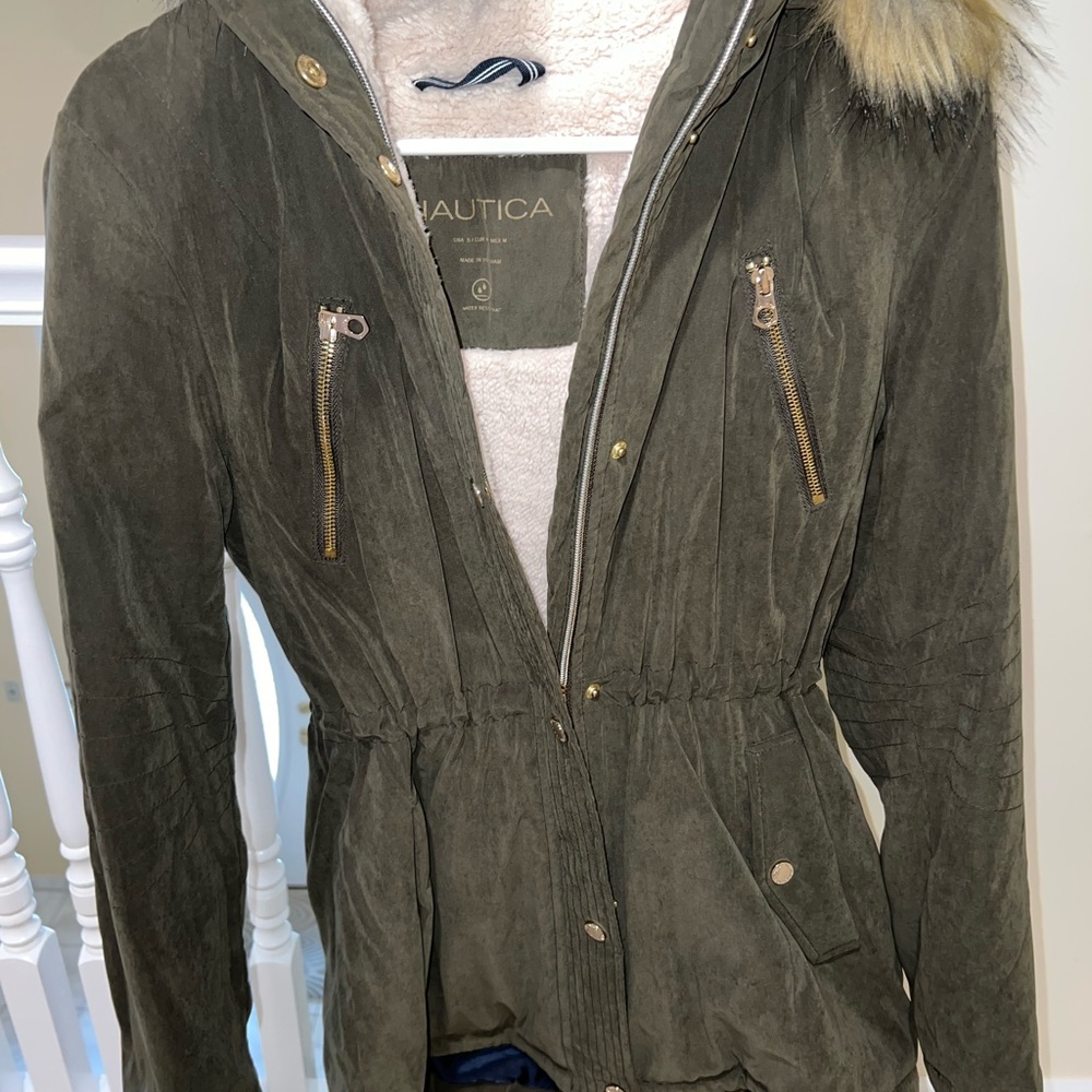 Dark green Nautica water resistant women’s coat size small